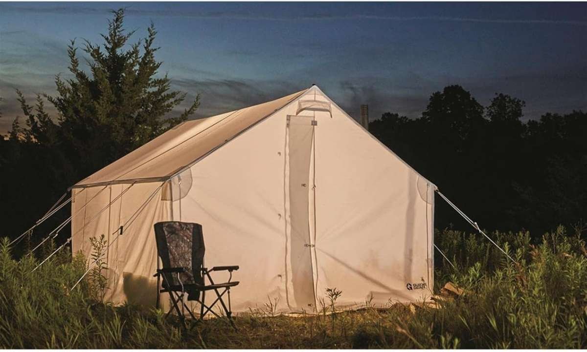 Guide Gear 10x12' Canvas Wall Tent with Frame, 4 Season All Weather Hu