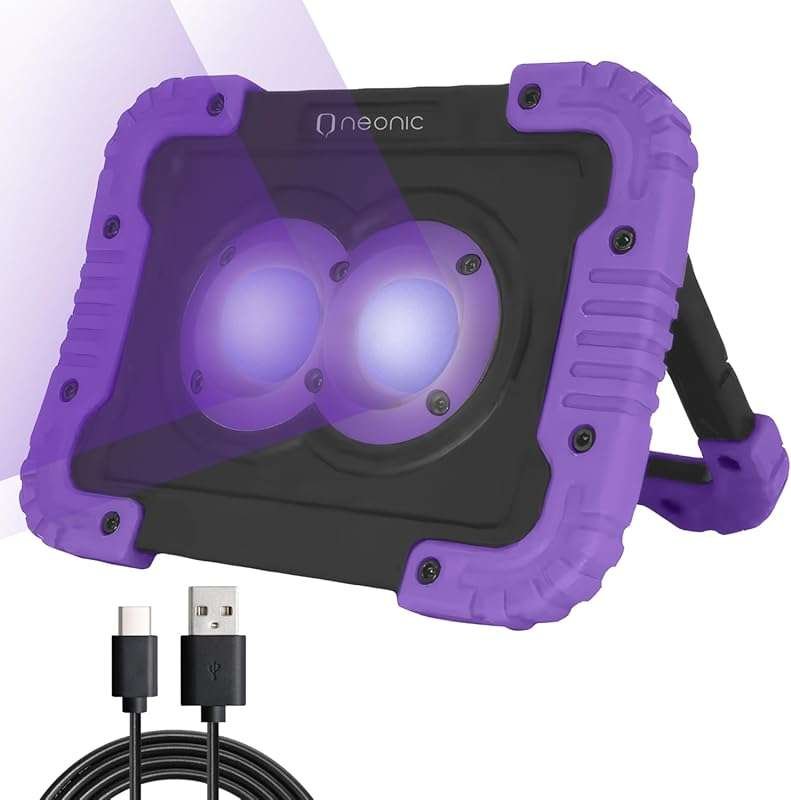 Neonic Rechargeable UV LED Blacklight, Cordless 395nm Ultraviolet Floo
