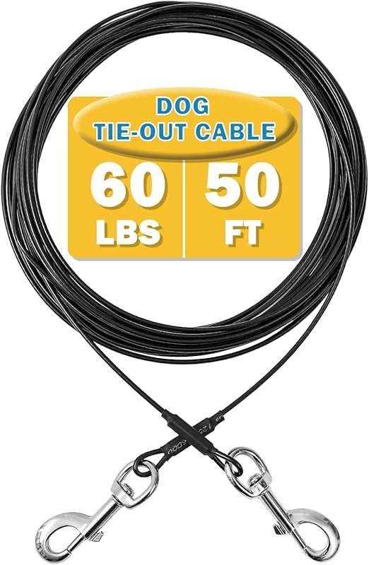 Dog Tie Out Cable,50ft Dog Run Cable,Tie-Out Cable for Small Dogs Up t