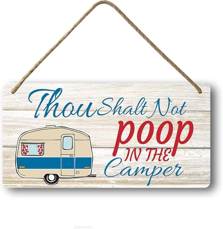 Humorous Camper Bathroom Decor - No Pooping Sign for RV Travel Trailer