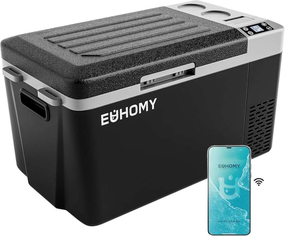 EUHOMY 24QT Car Fridge: Portable 12V Electric Cooler with APP Control,