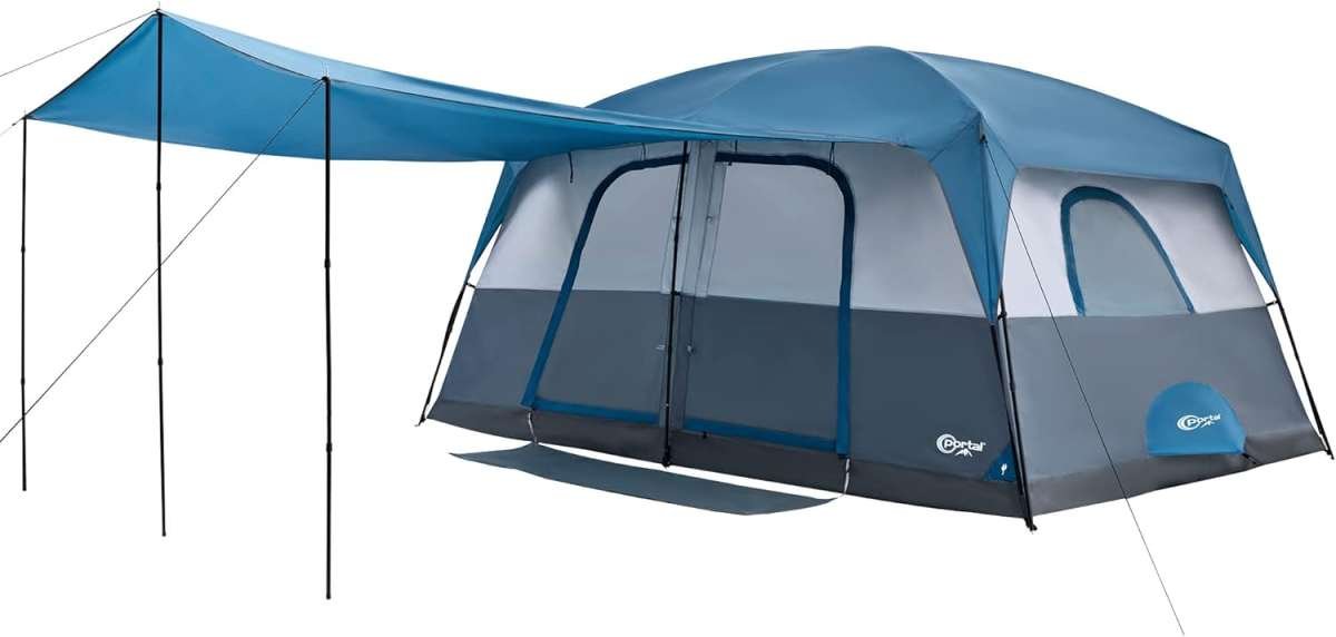 PORTAL 6/8/10 Person Family Camping Tent with Porch and Tall Height fo