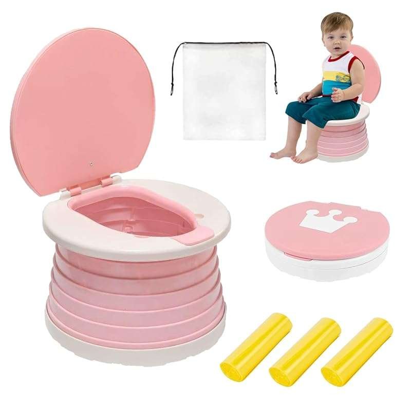 Pink Portable Foldable Toddler Potty Seat for Travel & Emergencies