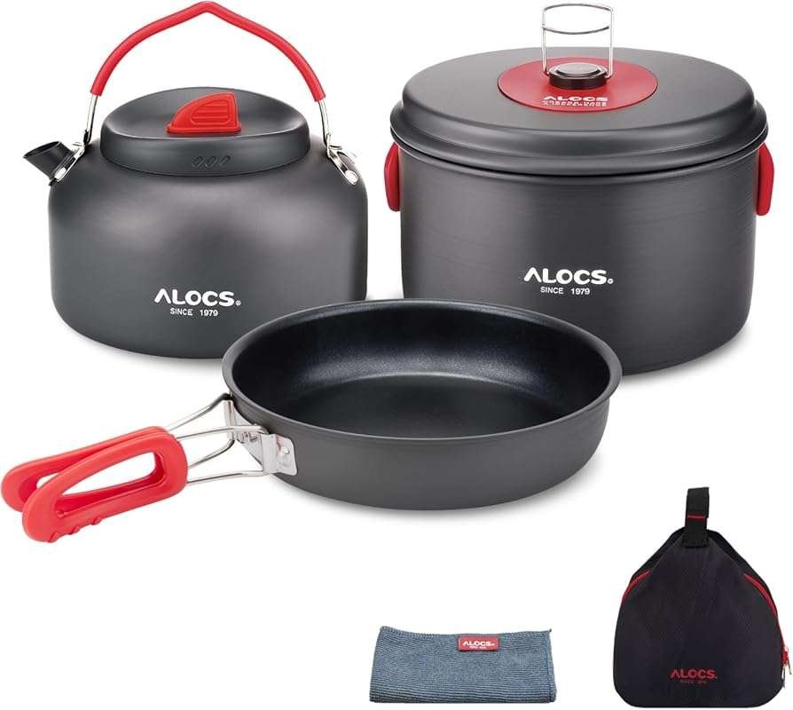 Alocs Lightweight Camping Cookware Mess Kit with Portable Carry Bag fo