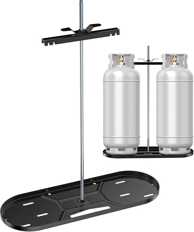 Skyflame Steel RV Dual Propane Tank Mounting Rack for 40 lbs Tanks, Do