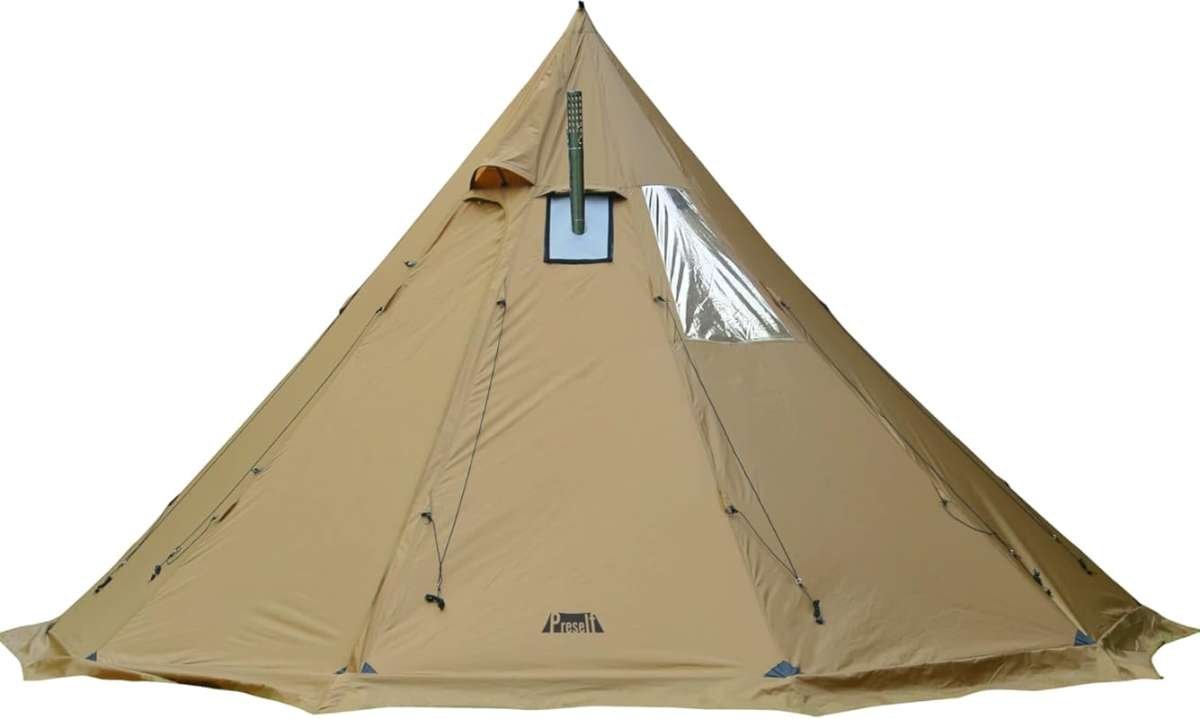 Preself T3 XL 4-6 Person Tipi Hot Tent with Screen Window for Wood Sto