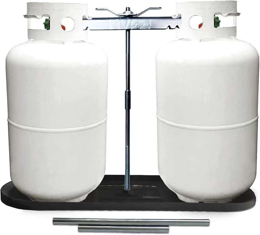 RV Dual Propane Tank Mounting Rack for 20, 30, 40lb Tanks; Fits Camper