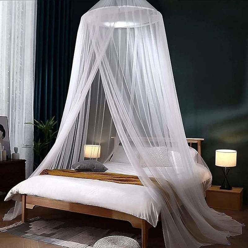 Comtelek King/Queen/Full/Twin Mosquito Net Bed Canopy for Girls: White