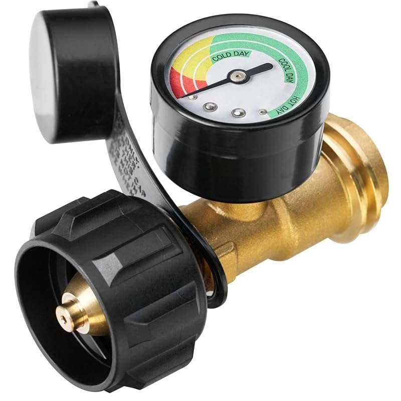 Universal 3-Color Coded Propane Tank Gauge for LP Cylinders, Grills, R