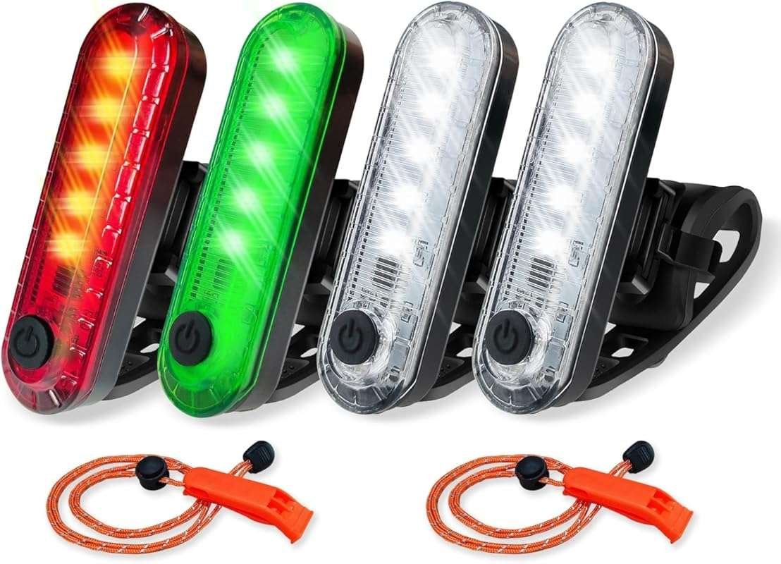 4-Pack LED Kayak Navigation Lights Kit with Clips, Suitable for Night 