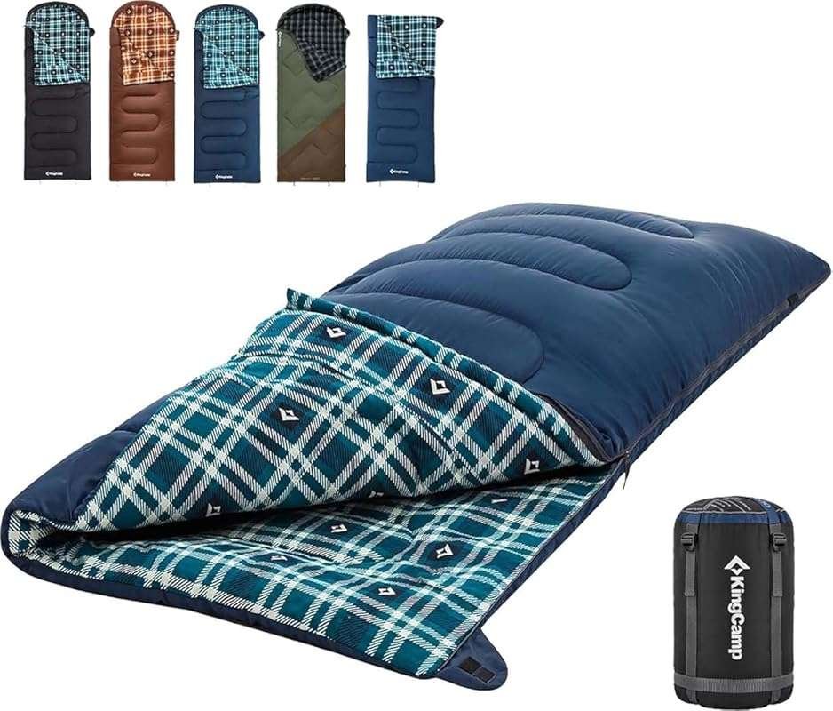 KingCamp XL Flannel Sleeping Bag for Adults, Warm Cold Weather, Big & 