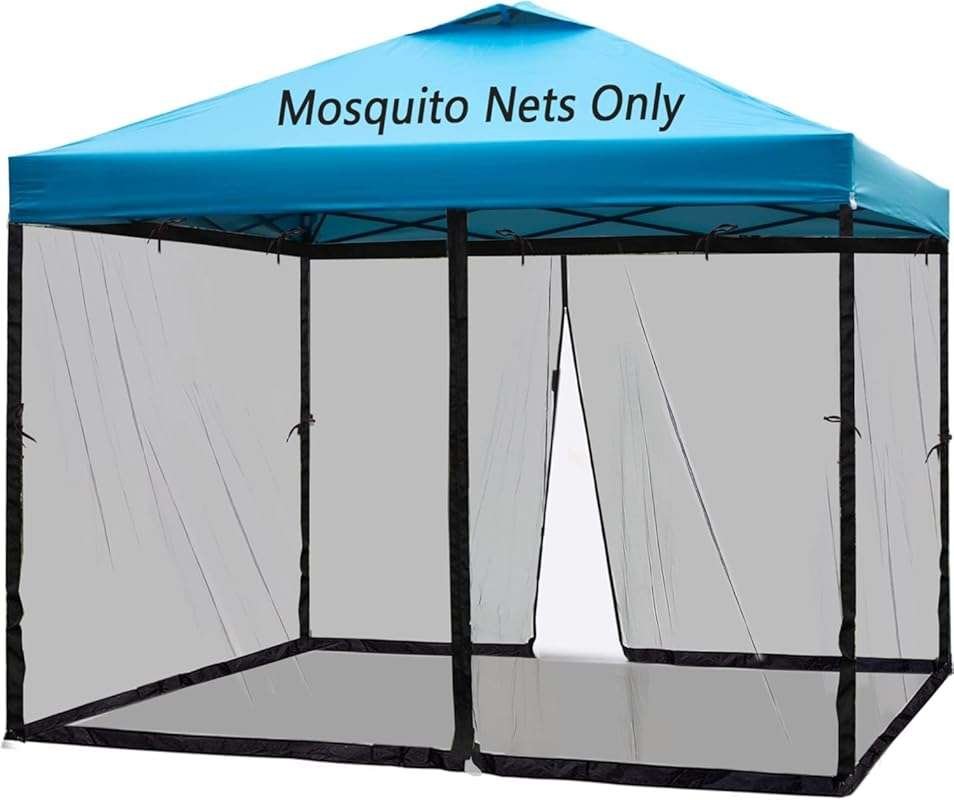 10x10 Mosquito Netting for Canopy Tent: Black Double Door Patio Gazebo