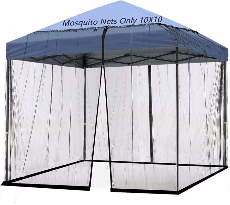 10x10 Mosquito Netting for Patio Canopy Tent, Double Door Side Screen,