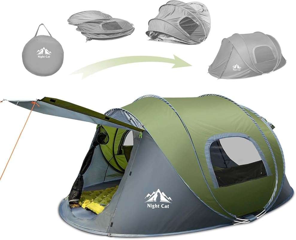 Night Cat 2 Person Waterproof Pop-Up Camping Tent with Instant Easy Se