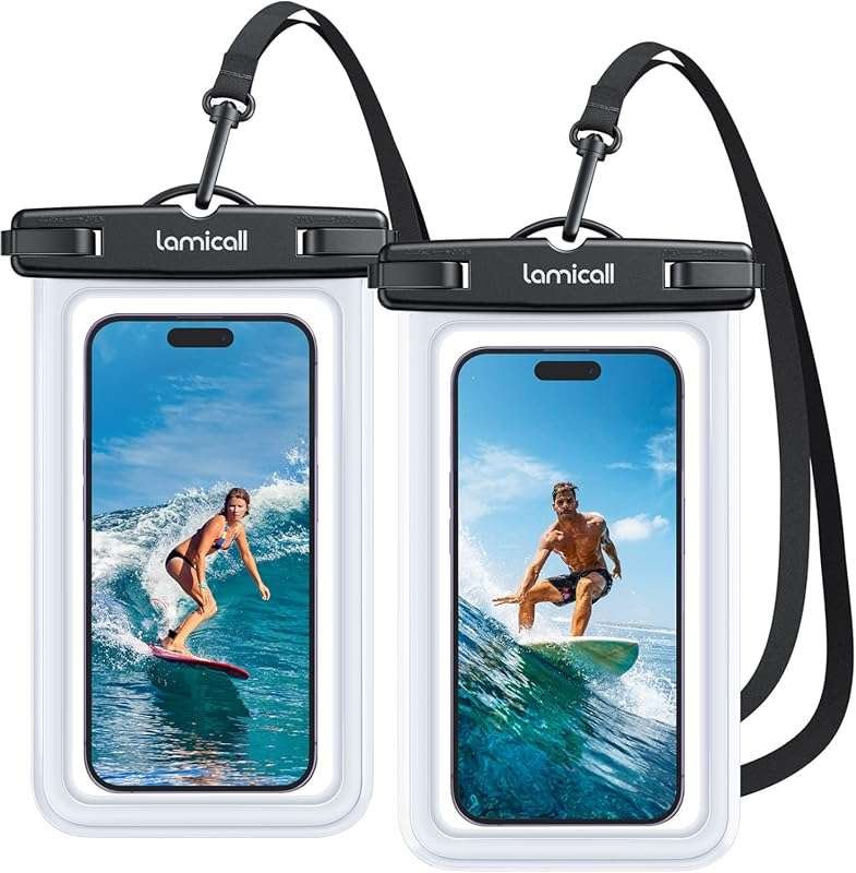 Lamicall 2 Pack IPX8 Waterproof Phone Pouch, Heavy Duty Dry Bag for Be