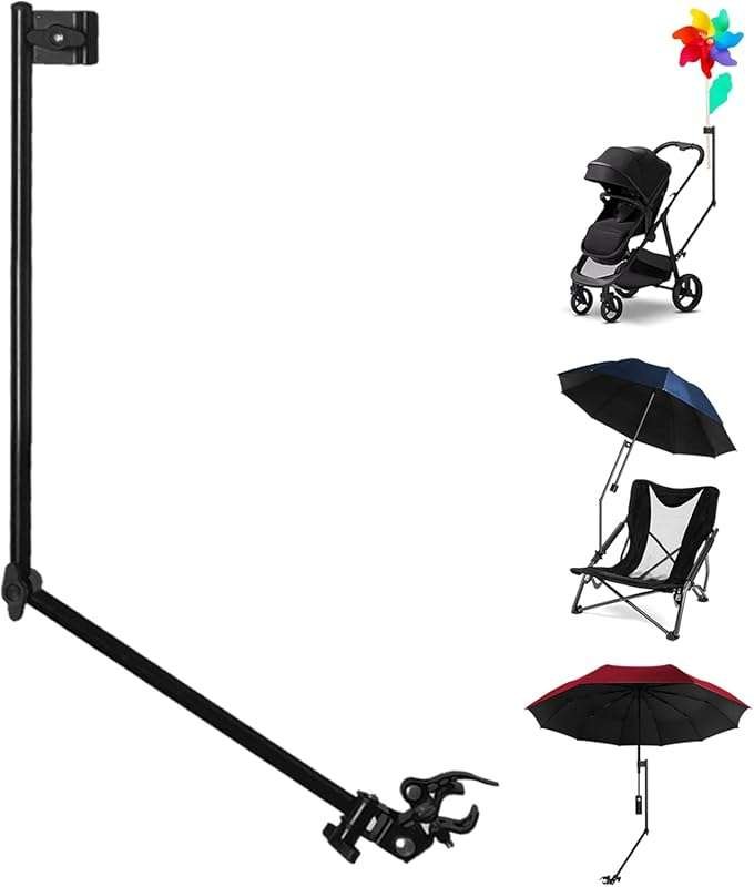 Universal Golf Cart Umbrella Clamp with Adjustable Holder for Beach Ch
