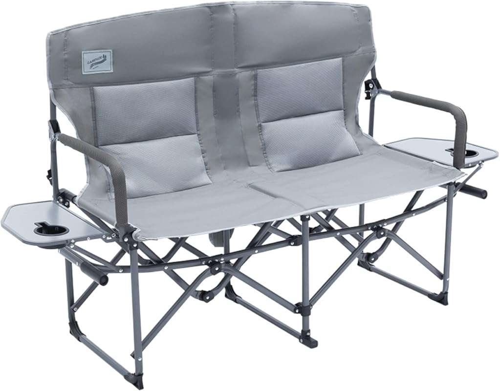 Oversized Portable Folding Director's Loveseat Chair for 2 with Padded