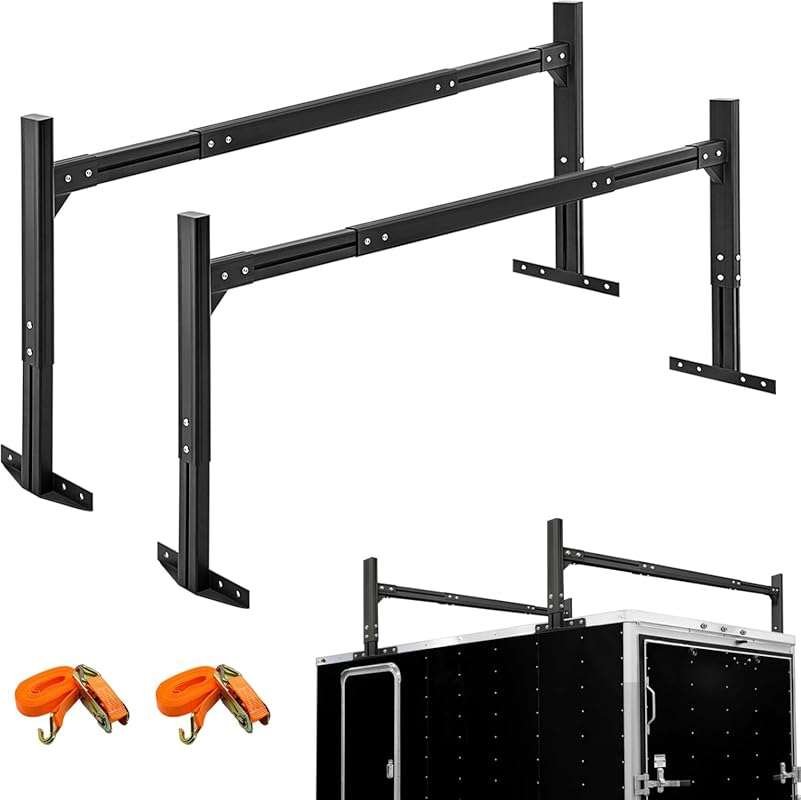 Adjustable Aluminum Trailer Ladder & Cargo Box Rack, 800LB Capacity fo