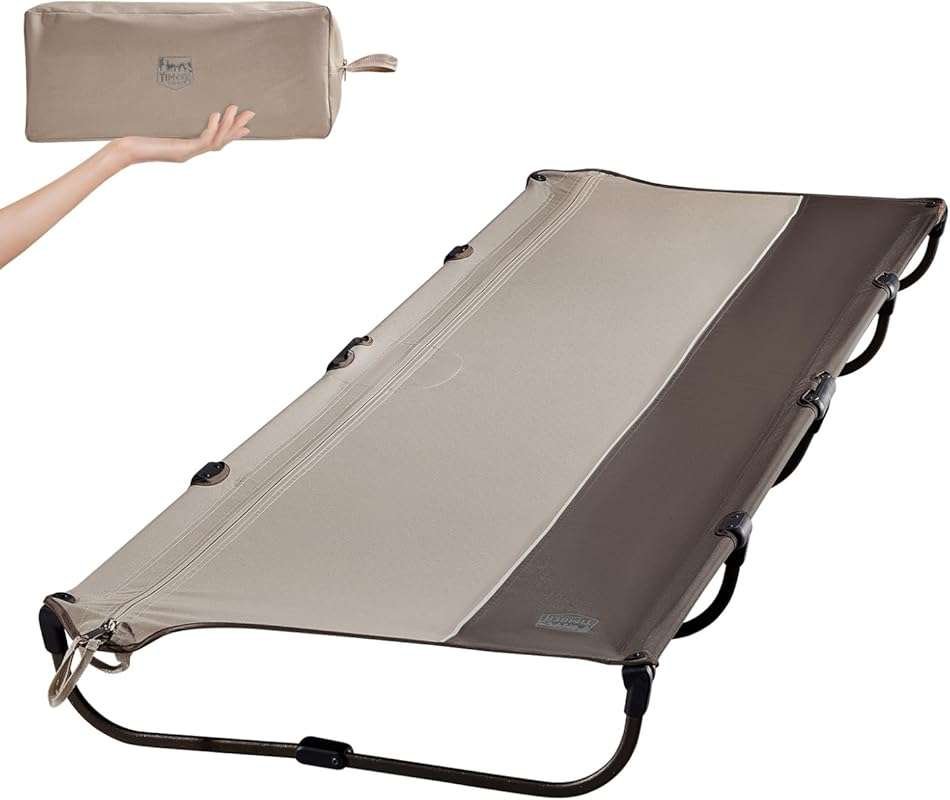 Timber Ridge Lightweight Aluminum Camping Cot: Quick Set-Up, Zipper Cl