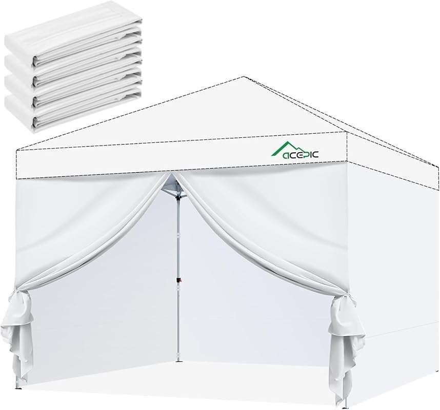 10x10 Canopy Sidewalls 4-Pack: Heavy Duty 210D Waterproof White Sunwal