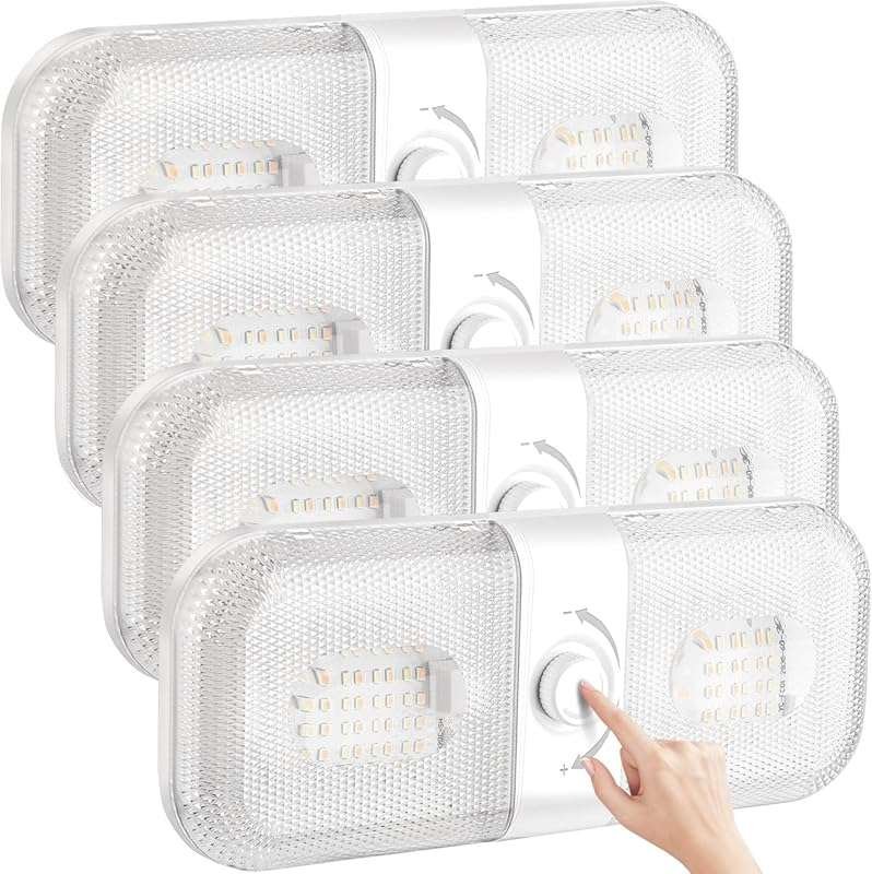 RV 12V LED Dome Light Fixture, 1700LM Super Bright 120 LEDs, 3 Color (