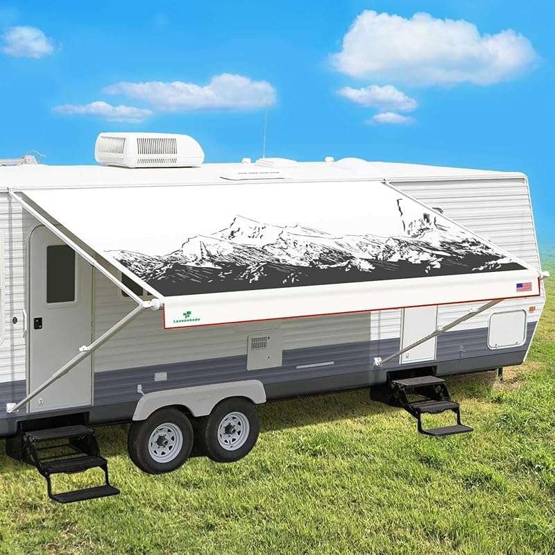 Leaveshade Super Heavy Vinyl RV Awning Fabric Replacement, Mountains, 