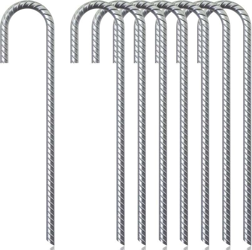 Heavy Duty J Hook Rebar Stakes in 12 and 16 Inch Sizes for Fences, Net