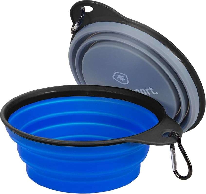 Stansport 2-Pack Collapsible Silicone Travel Bowls in Grey and Blue - 