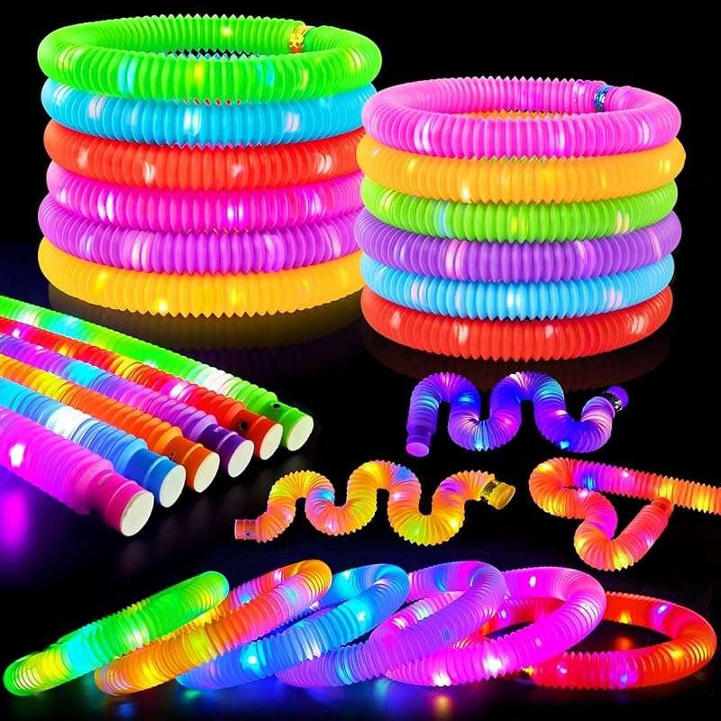 Easter Basket Stuffers: 6PCS Light Up Pop Tubes, Bracelets & Necklaces
