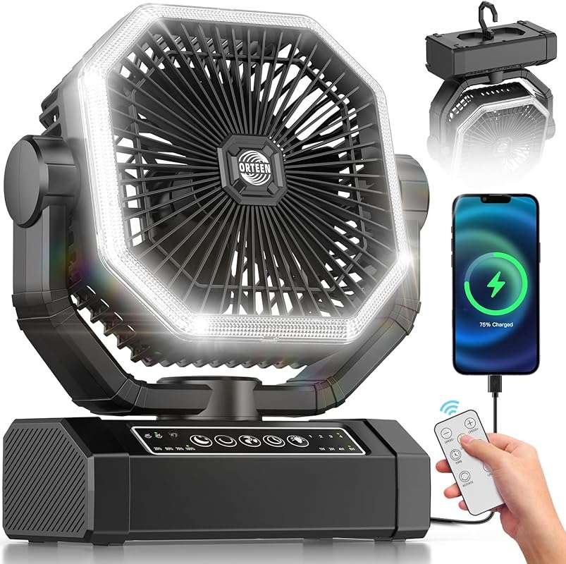 9-Inch Rechargeable Camping Fan - 24000mAh Battery Operated Fan with R