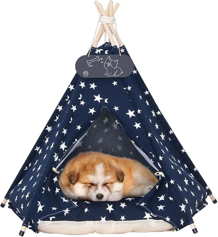 Cozy Pet Teepee Tent for Dogs & Cats with Thick Washable Cushion, 20x2