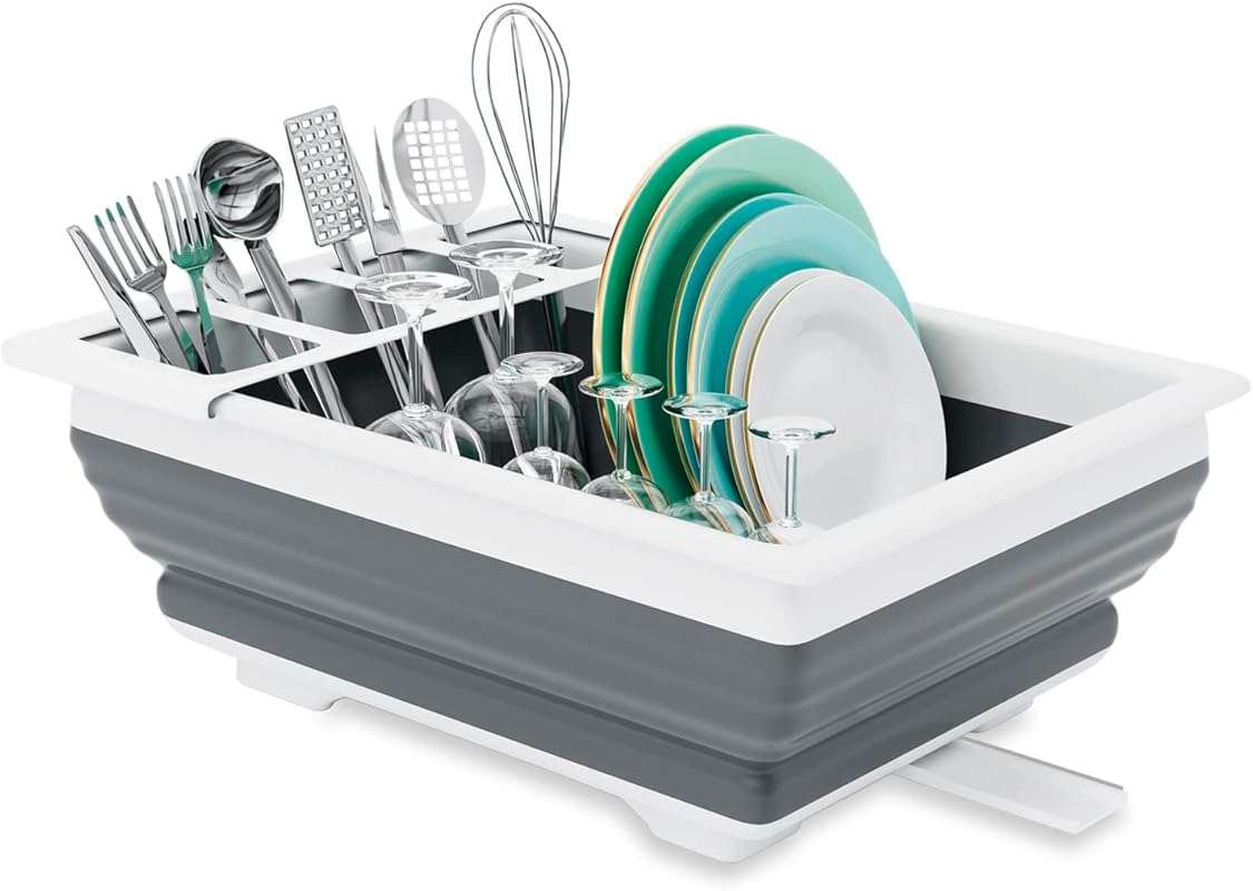 THANSTAR Collapsible Dish Drainer: Portable, Space-Saving Organizer fo