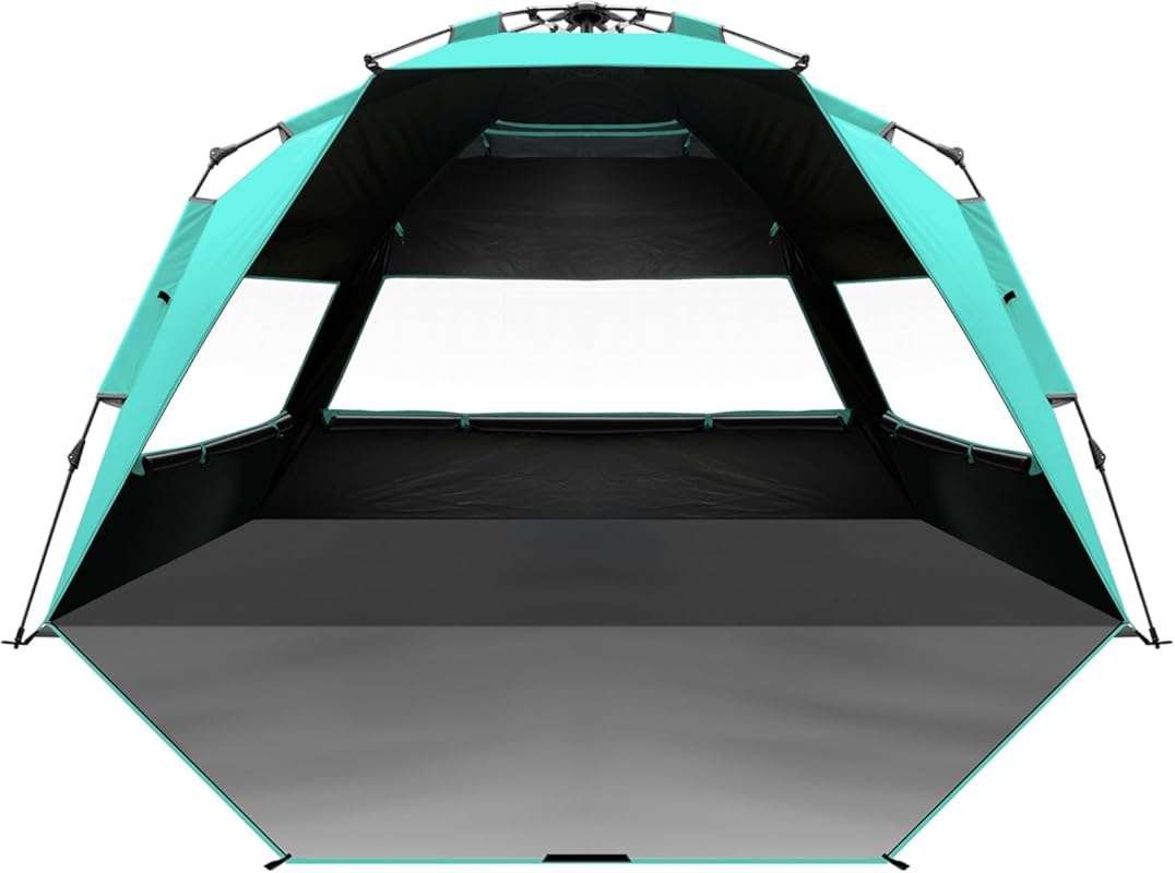 OutdoorMaster Blackout Beach Tent: 4 Person Portable Pop Up Sun Shade with UPF 50+ Protection