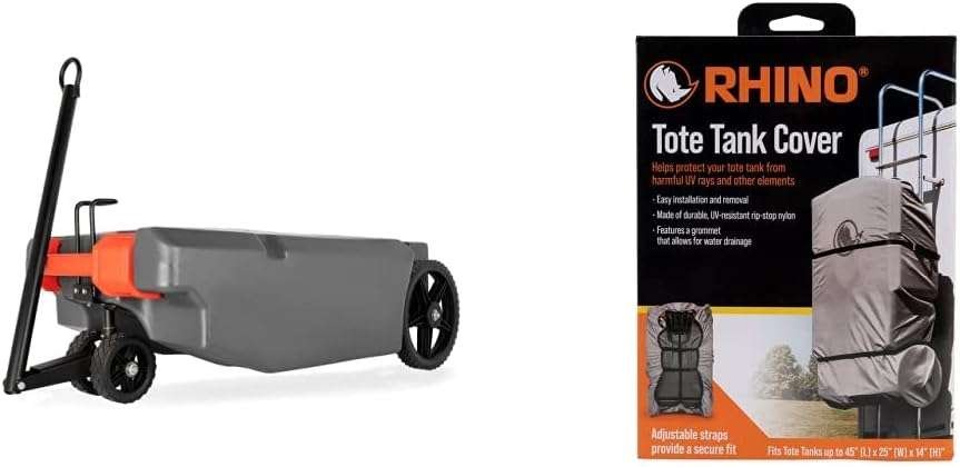 Camco Rhino 36-Gallon Portable Camper/RV Tote Tank + Cover | Includes 