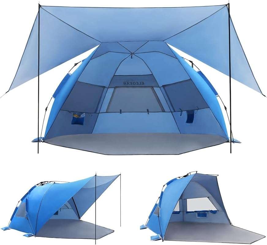Elegear 1-Second Pop Up Beach Tent with Canopy, UPF 50+ UV Protection 