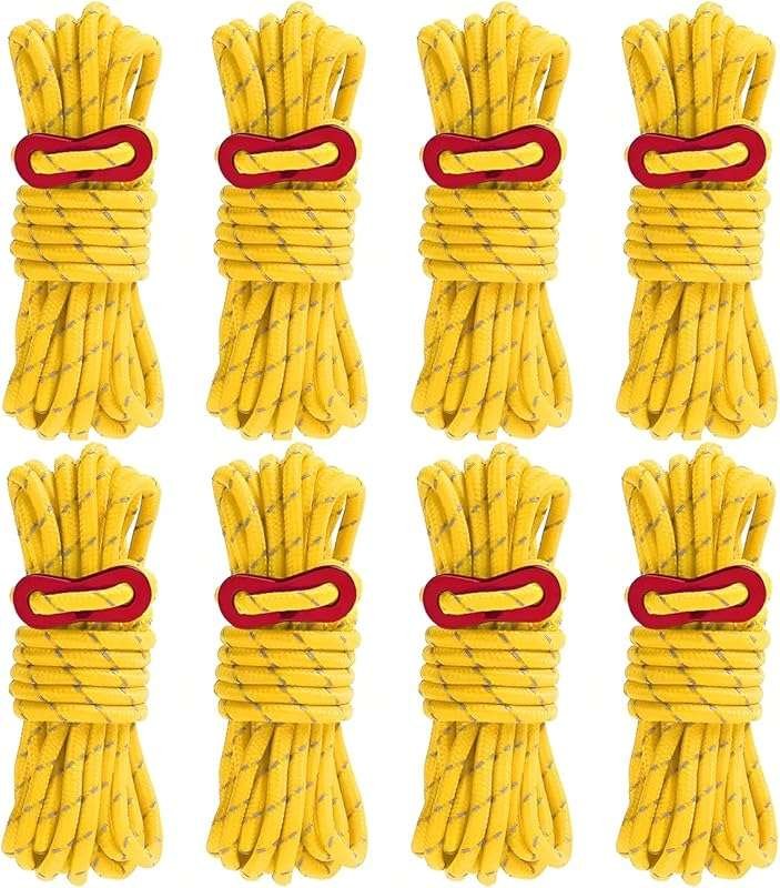 8 Pack Ultralight 4mm Guy Lines with Aluminum Tensioners for Outdoor C