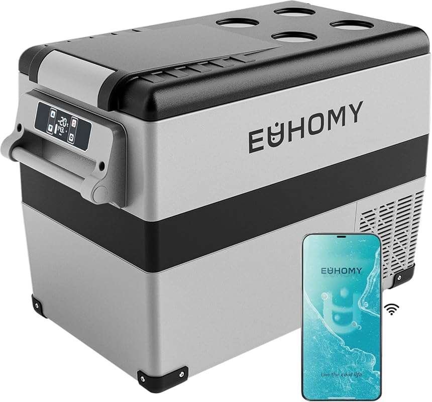 EUHOMY 48QT 12 Volt Portable Refrigerator Freezer with APP Control for