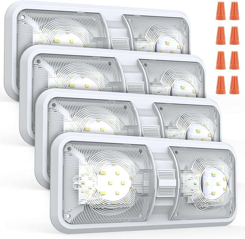 RV LED Interior Lights 12V, 1000LM 8W Camper Ceiling Dome Fixtures wit