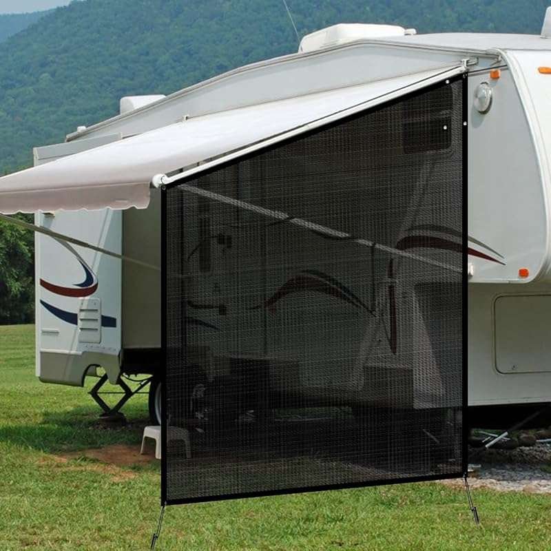 NAIMORUI 9'x7' RV Awning Side Shade Screen, Black Camper Motorhome Tra