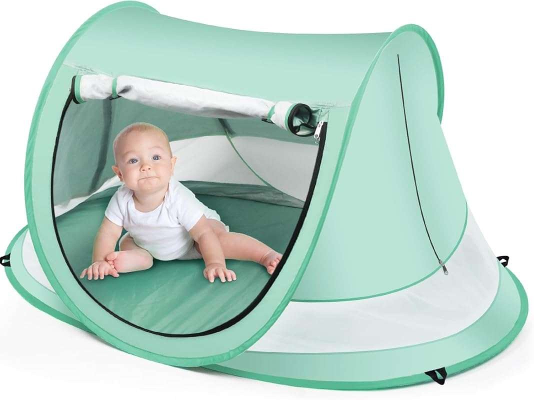 Baby Beach Tent Large Pop Up Portable Sun Shade with Mosquito Net, UPF