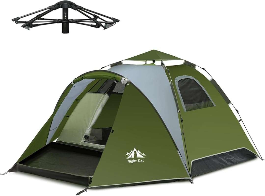Night Cat Instant Popup Camping Tent 2-3 Person, Hydraulic Setup, Wate