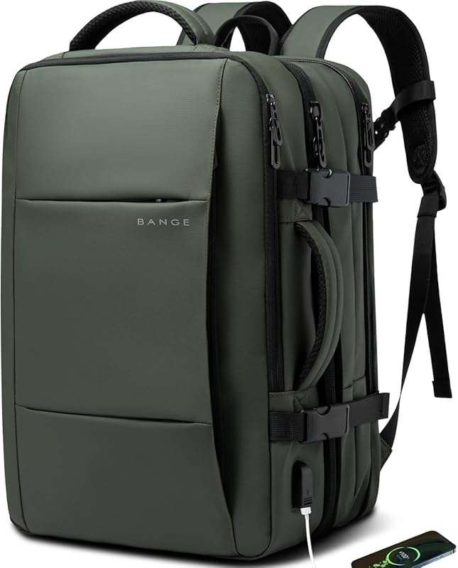 BANGE Carry-on Backpack 45L, Expandable Travel Weekender Briefcase, Wa