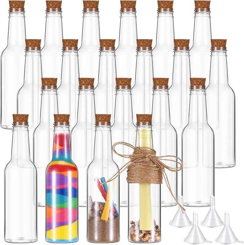 Tanlade 5.6oz Plastic Sand Art Bottles with Cork Stoppers for DIY Gift