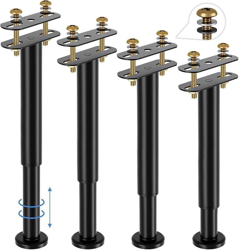 Adjustable Height Bed Support Legs for Bed Frame and Center Slat Repla