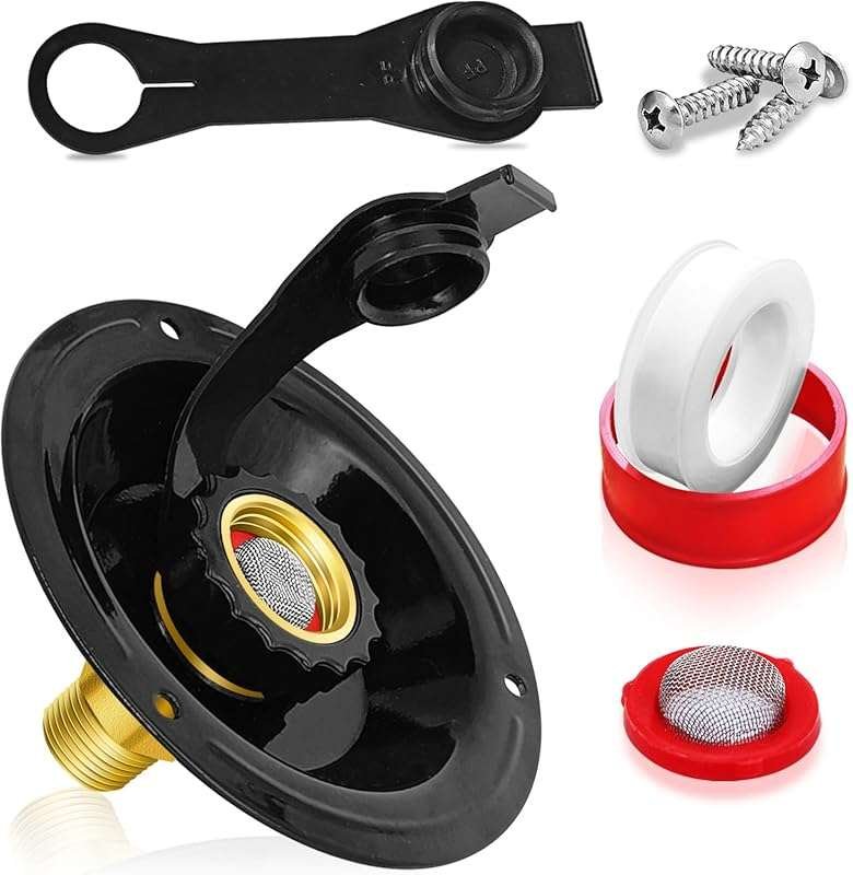 Boltigen Lead-Free Brass RV City Water Inlet with Check Valve, 3/4" NH