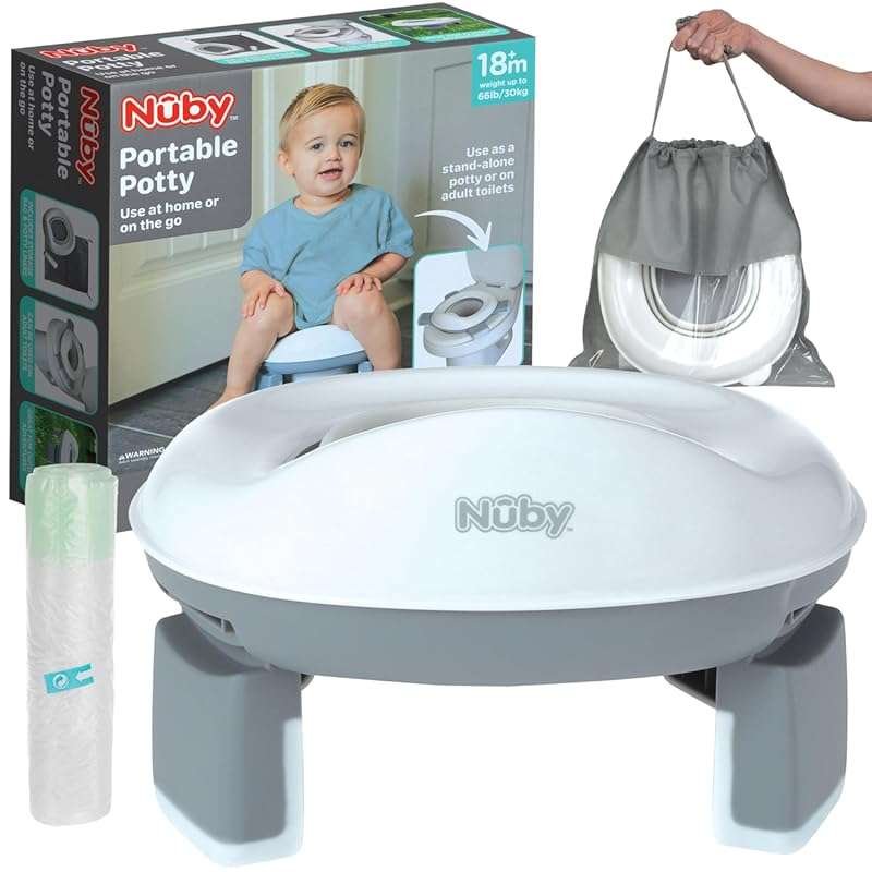 Nuby On-The-Go Portable Potty Seat for Toddlers with Storage Bag and L