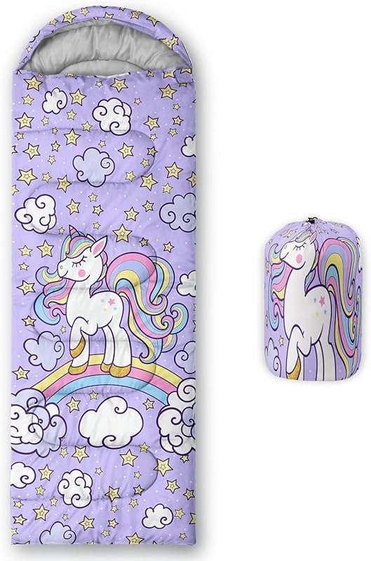 Axolotl Unicorn Kids Sleeping Bag: Lightweight, Warm, Waterproof & Por