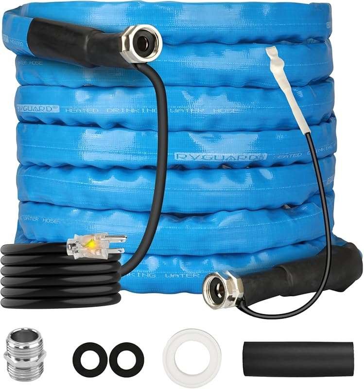 RVGUARD 25FT Heated RV Water Hose with Freeze Protection to -20℉ and E