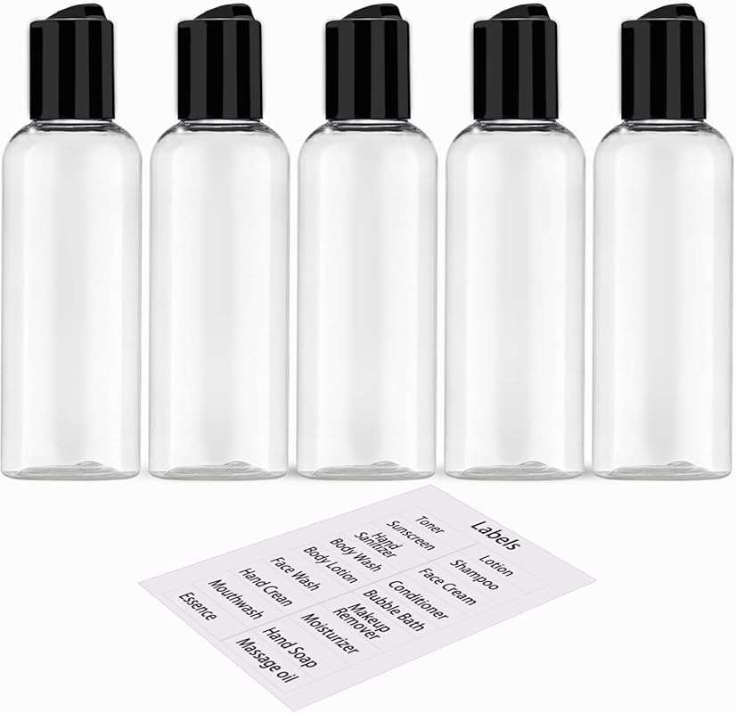 5 Pack 3.4 oz TSA Approved Leakproof Travel Bottles for Toiletries, Em