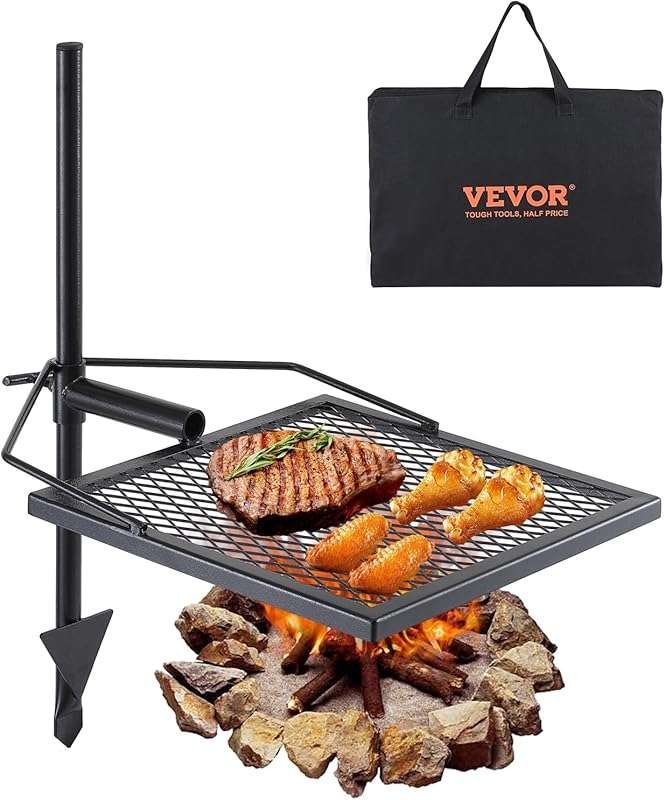 VEVOR Swivel Campfire Grill Grate: Heavy-Duty Steel, 360° Adjustable P